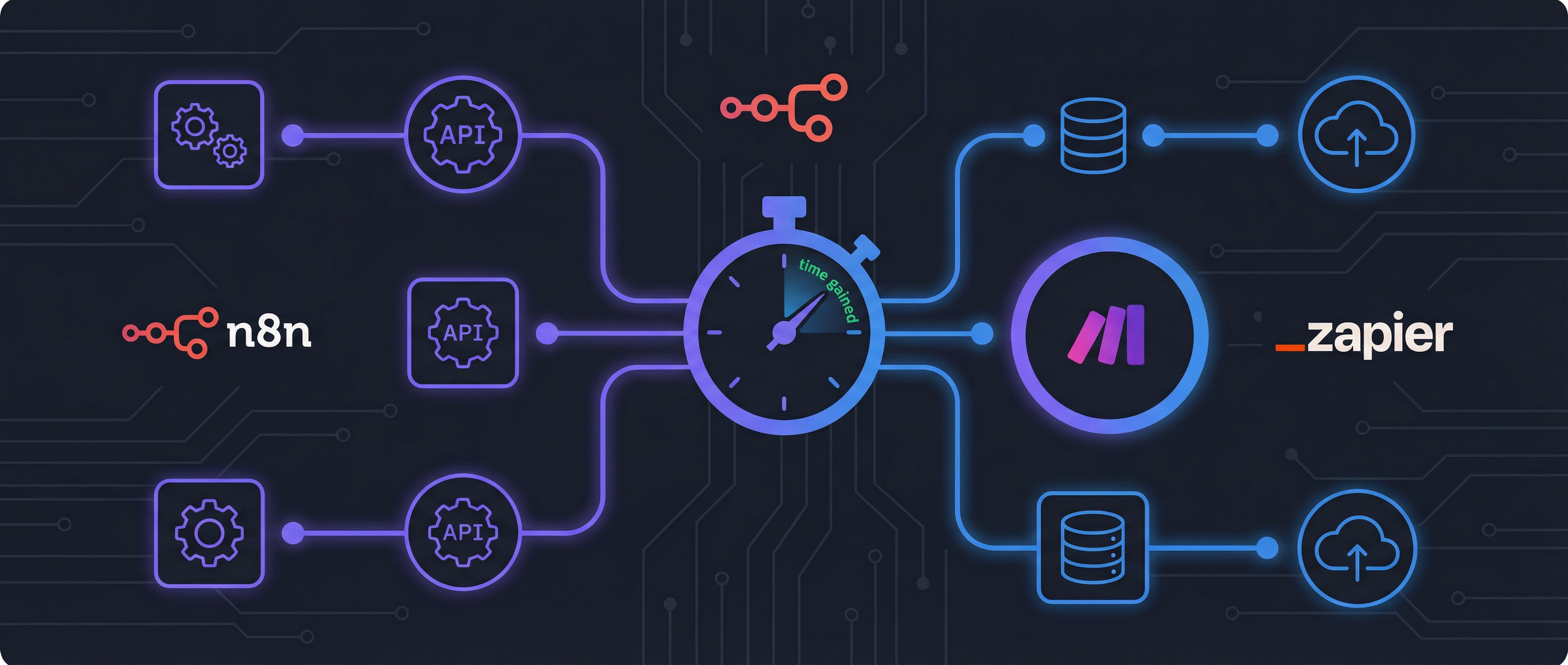 Automatisation de processus métier avec n8n, Make, Zapier - workflows no-code pour entreprises